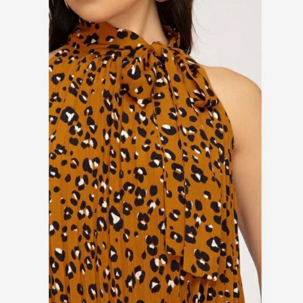 She + Sky Leopard Print Halter Blouse - Brown and Black